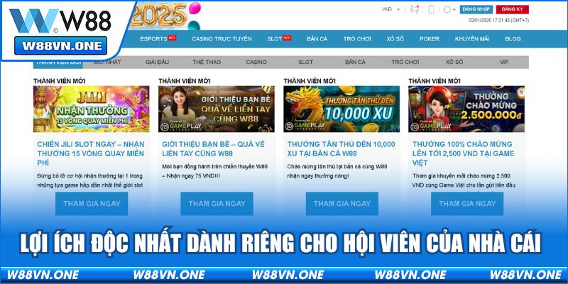 Lợi ích độc nhất dành riêng cho hội viên của nhà cái 