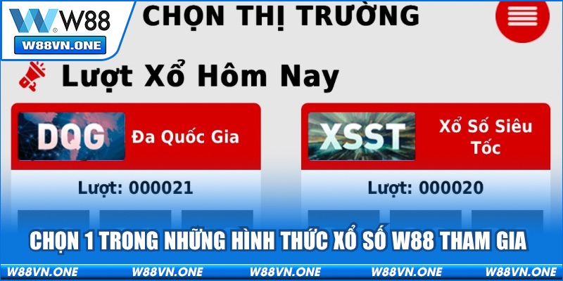 Chọn 1 trong những hình thức xổ số tại W88 tham gia